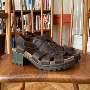 Brown leather fisherman sandals